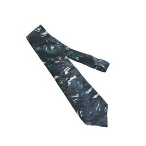 Serica Mens Teal Navy Blue Abstract Floral Silk Tie Made in Italy NWT‎ 4 Inch